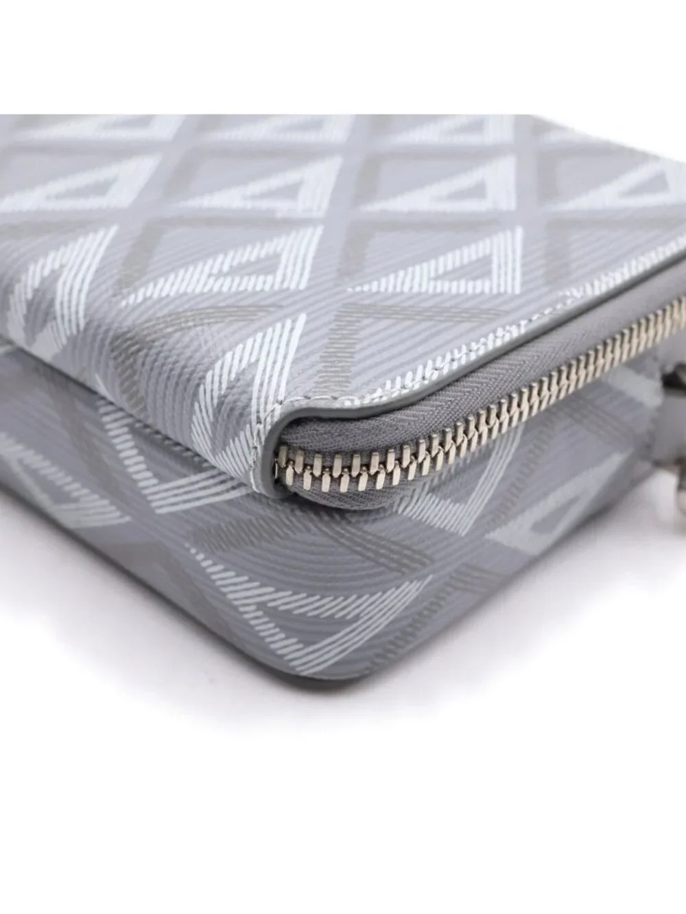 Dior CD Diamond Shoulder Bag Gray Leather Silver